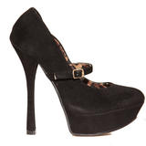 Black Suedette Platform Heel With Strap